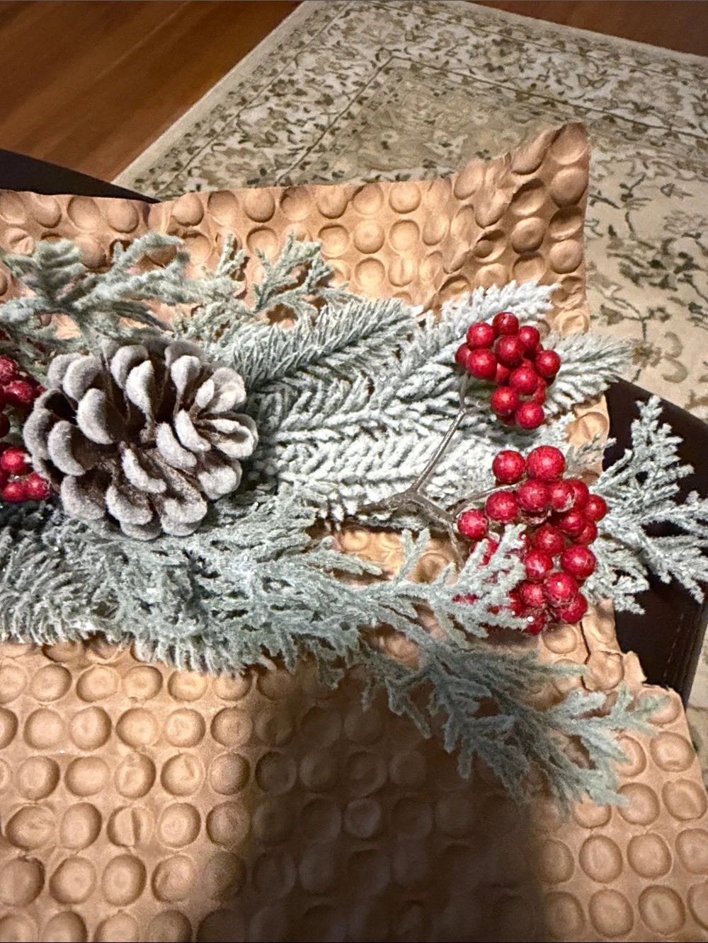 Frosted Pinecone & Red Berry Holiday Pick